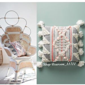 🦄RARE NIP Anthropologie Woven Edna Embroidered Pillow 18”x18”